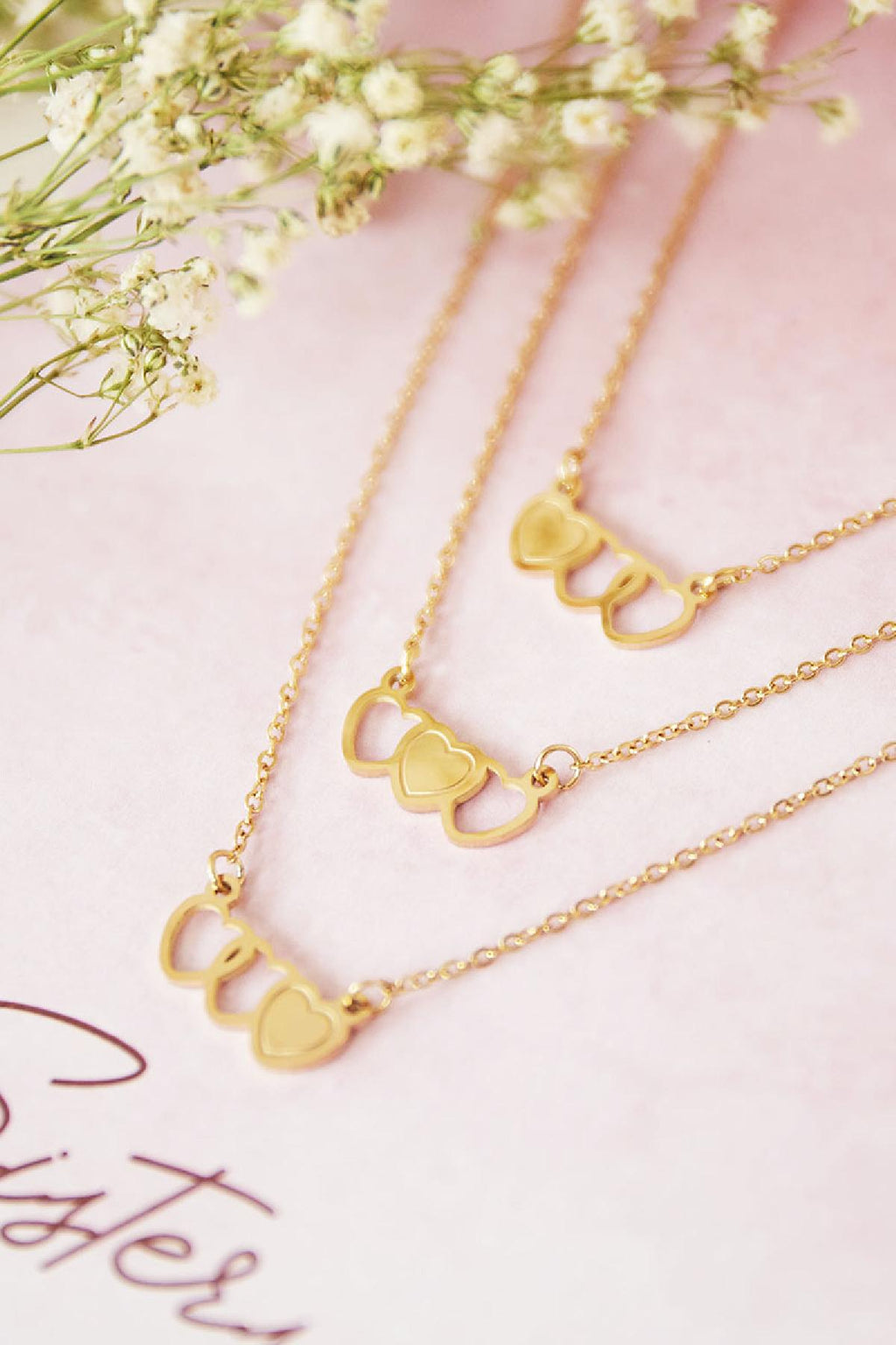Necklace Three SisterS Gold Stainless Steel