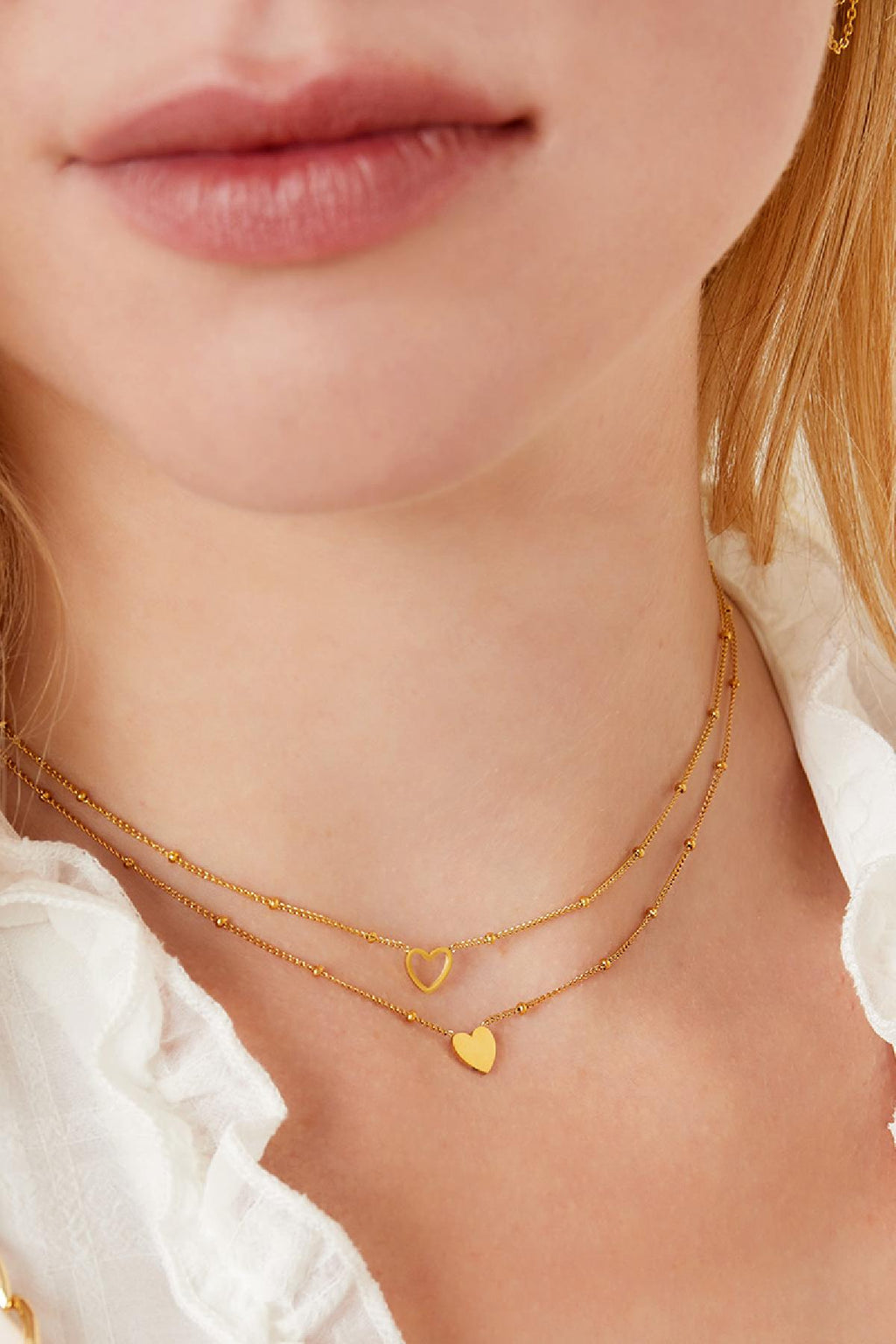 Cuore di collana minimalista Gold Stainless Steel