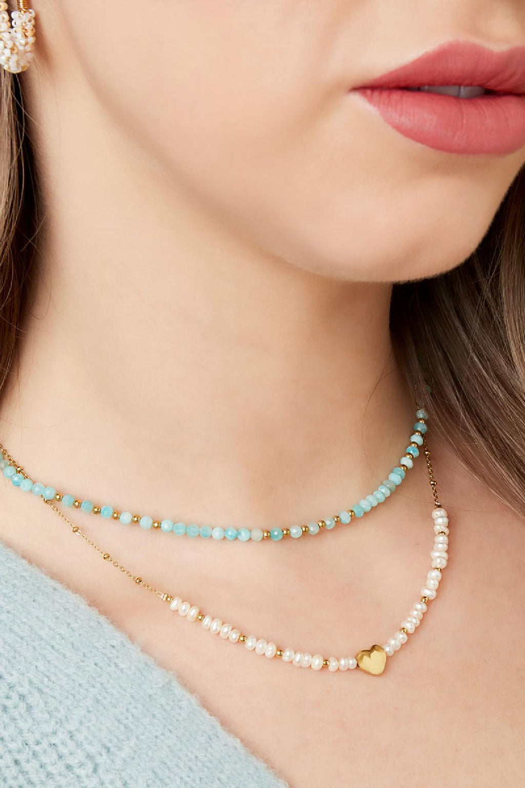Collana bellissima perla Gold Stainless Steel