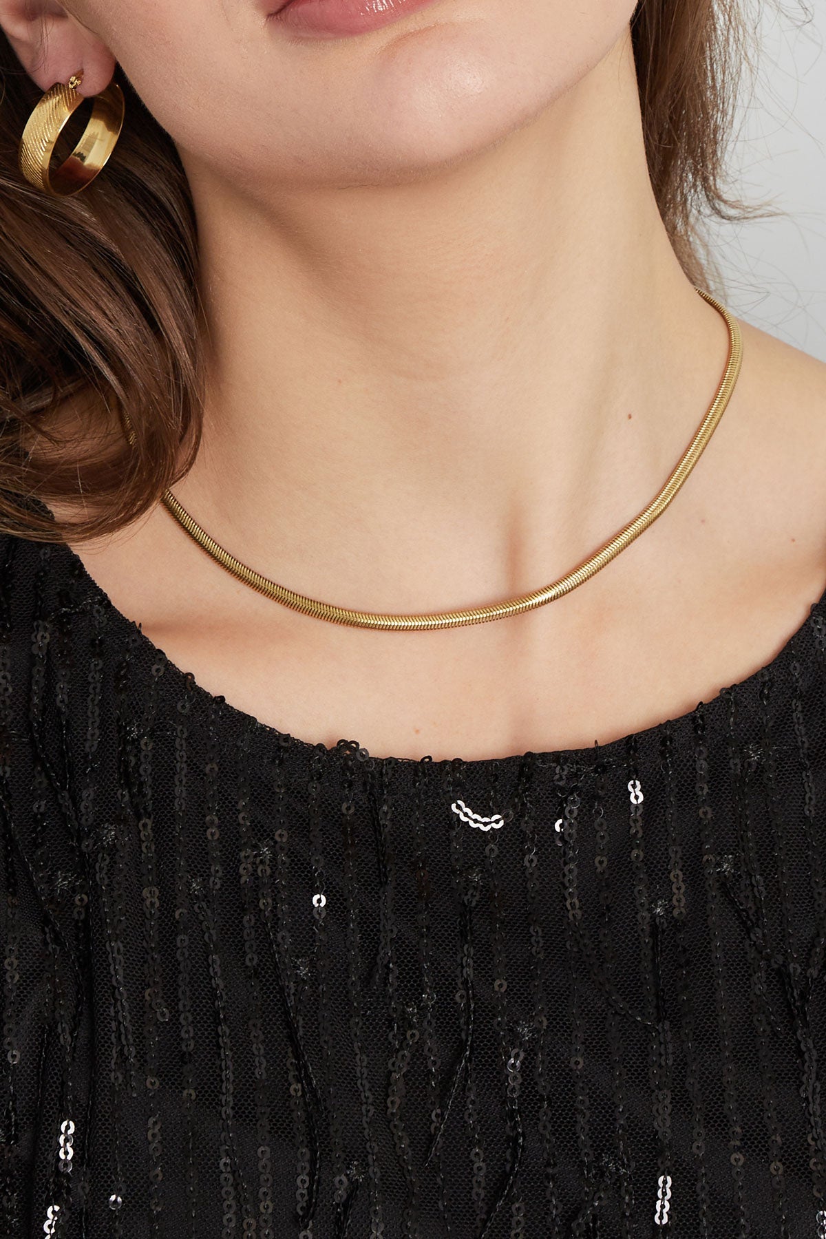 Collana piatta con stampa - Colore oro-4.0MM