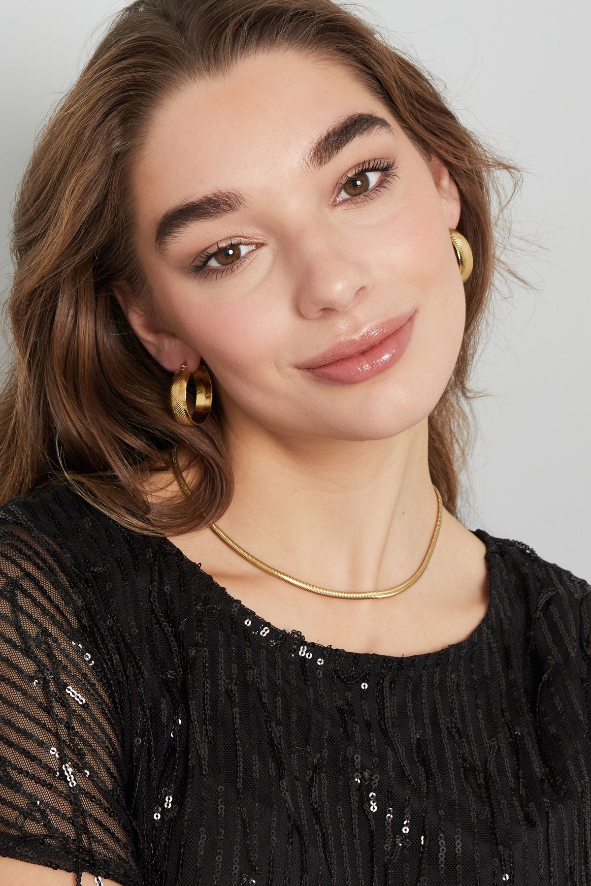 Collana piatta con stampa - Colore oro-4.0MM