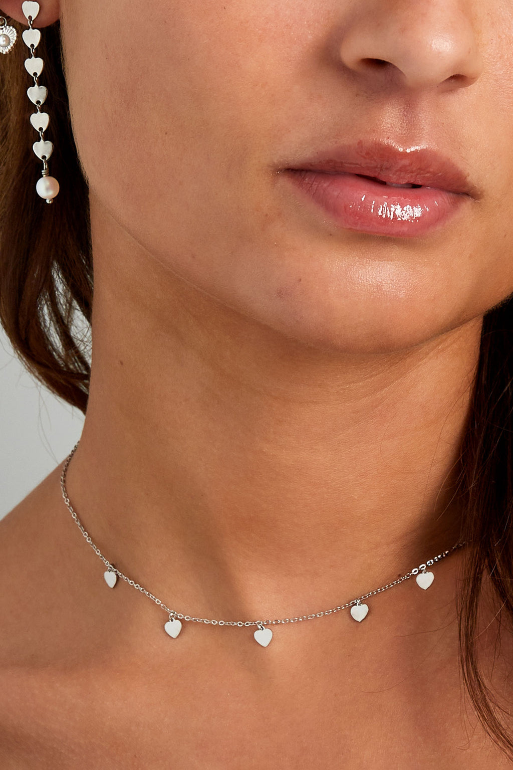 collana semplice con pendenti a cuore