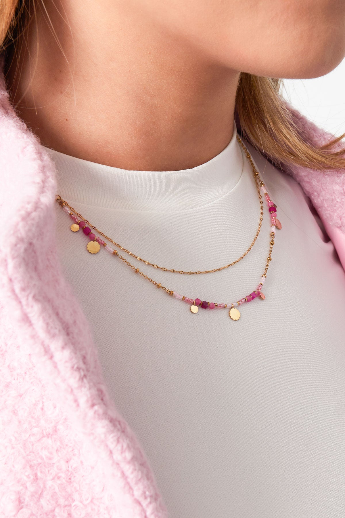 collana ciondoli rosa