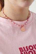 Collana di perline rosa - Colore rosa e oro