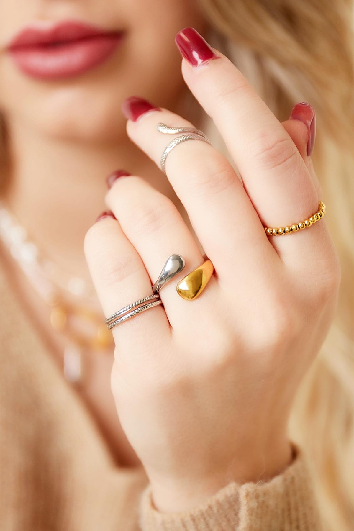 Bicolored stainless steel ring Ring Ring Gold One size