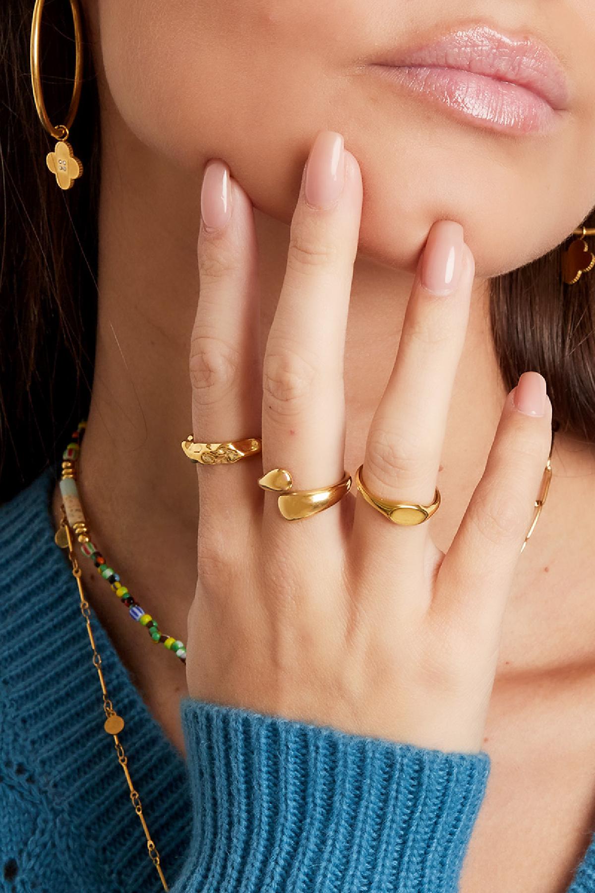 Bicolored stainless steel ring Ring Ring Gold One size