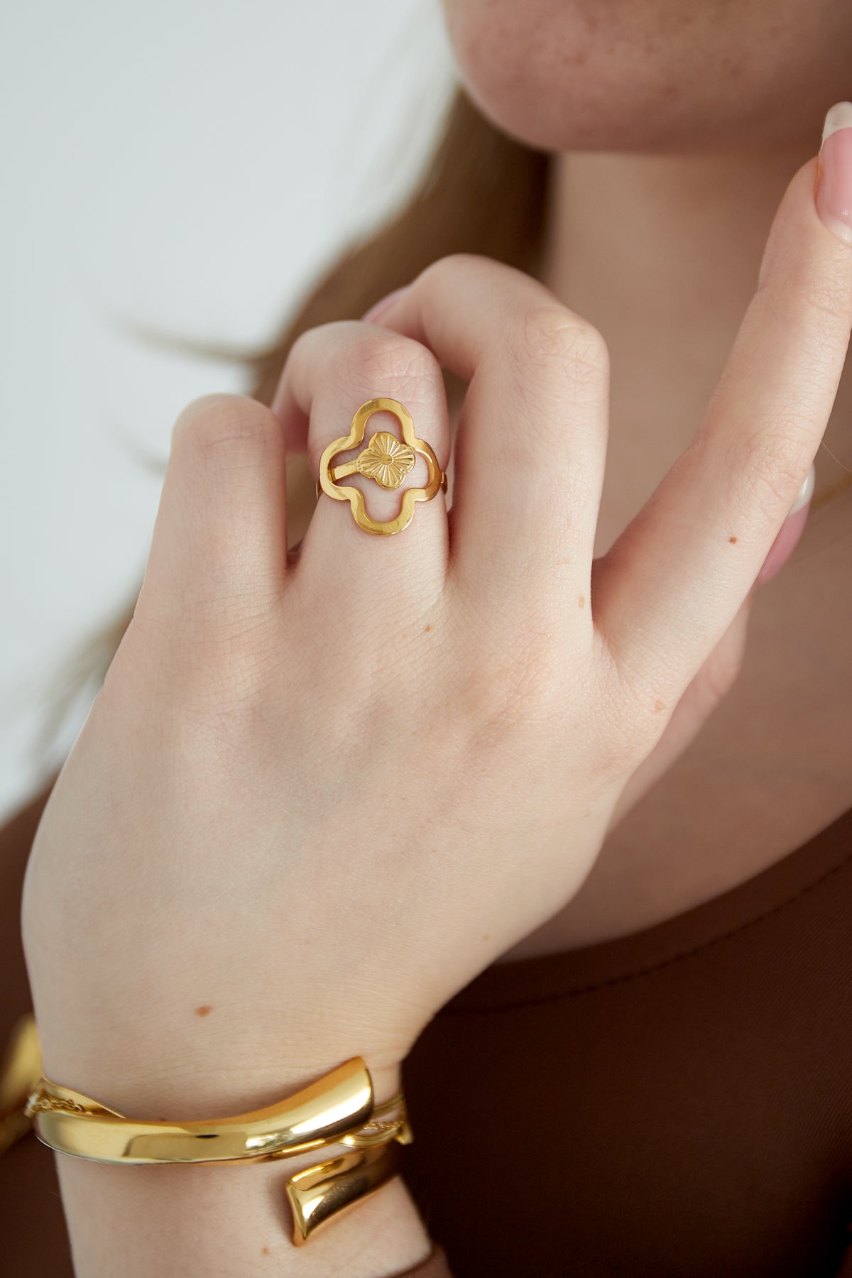 anello foglia portafortuna