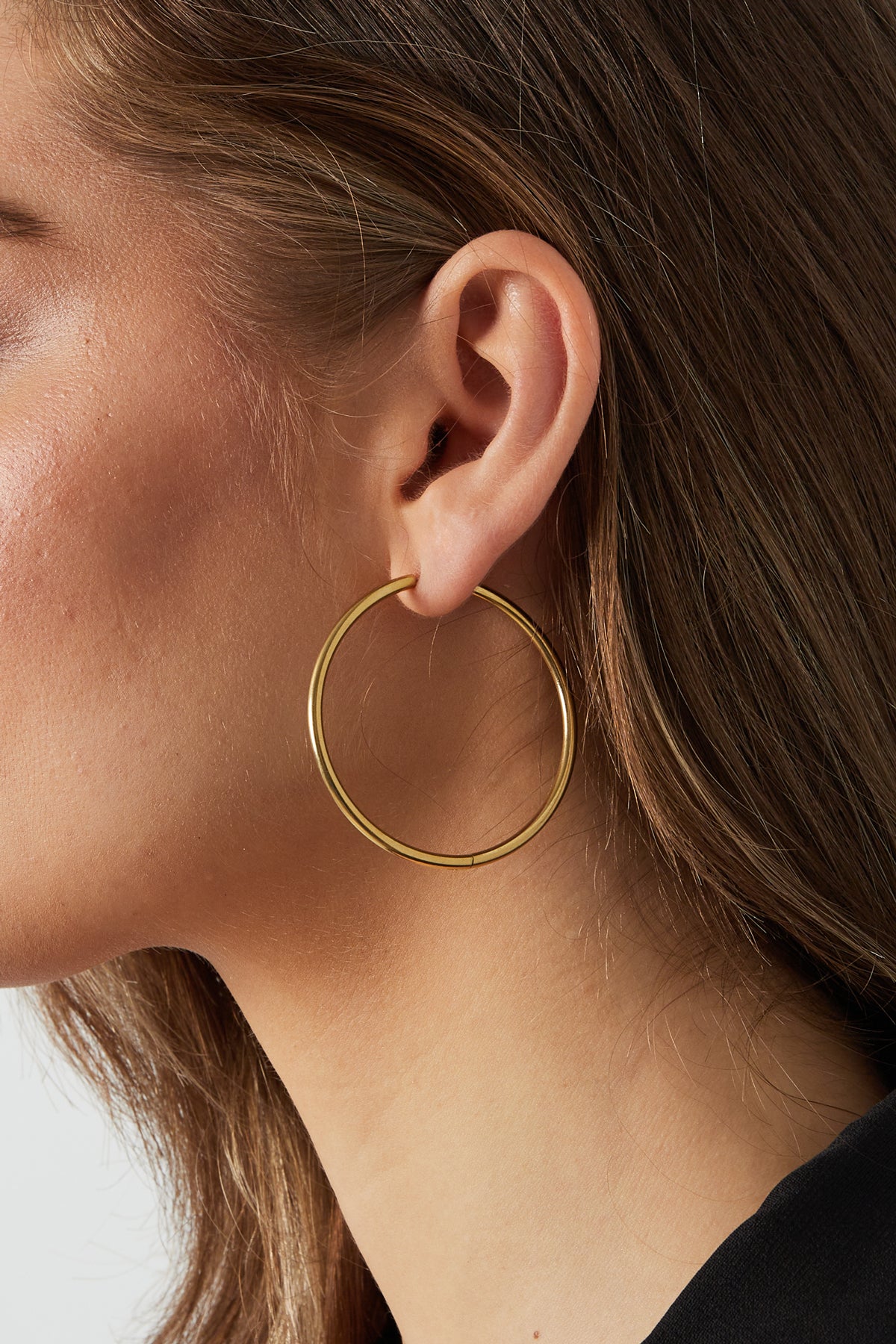 Orecchini a cerchio in acciaio inossidabile grandi Gold Stainless Steel
