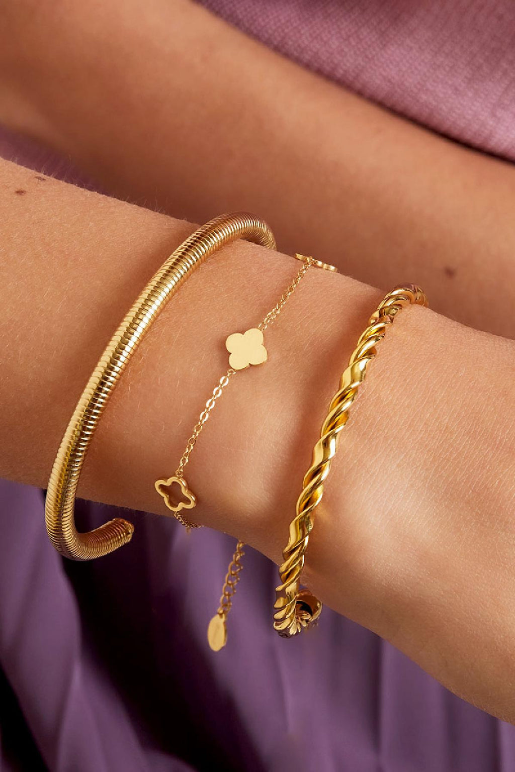 trifogli braccialetto Gold Stainless Steel