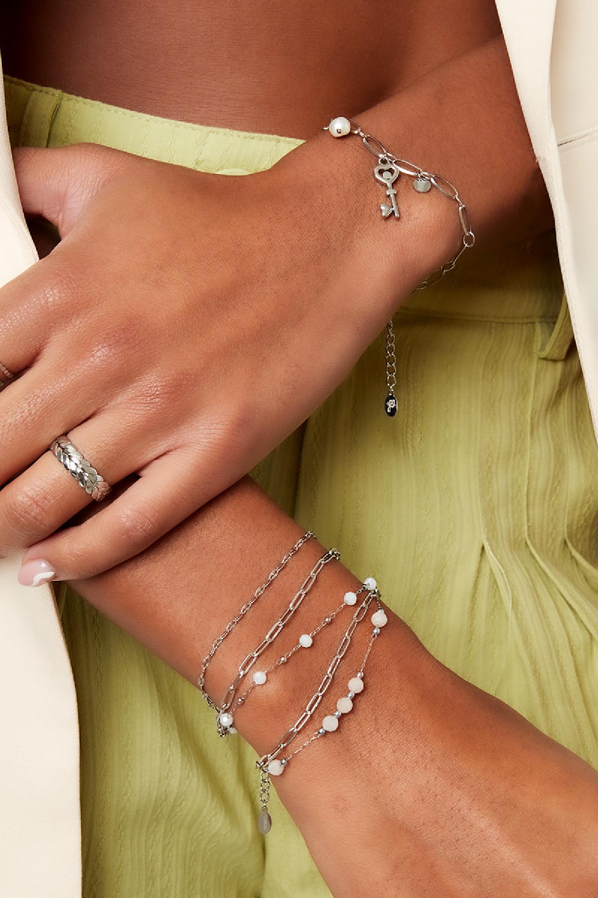 Bracciale tre strati di dettagli colorati Gold Stainless Steel