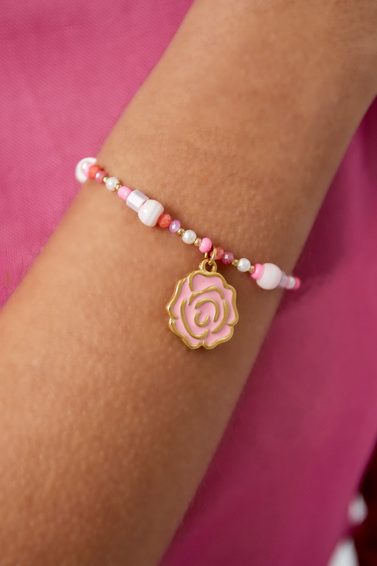 Braccialetto di perline rosa - Colore rosa e oro