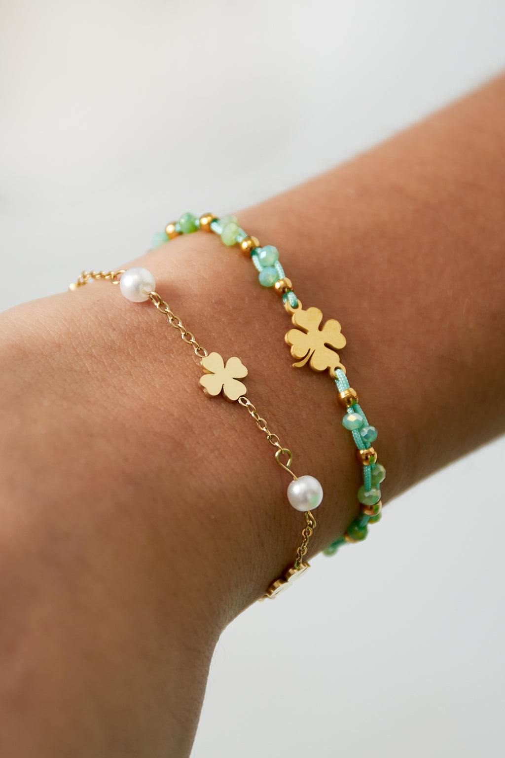 bracciale perla e trifoglio