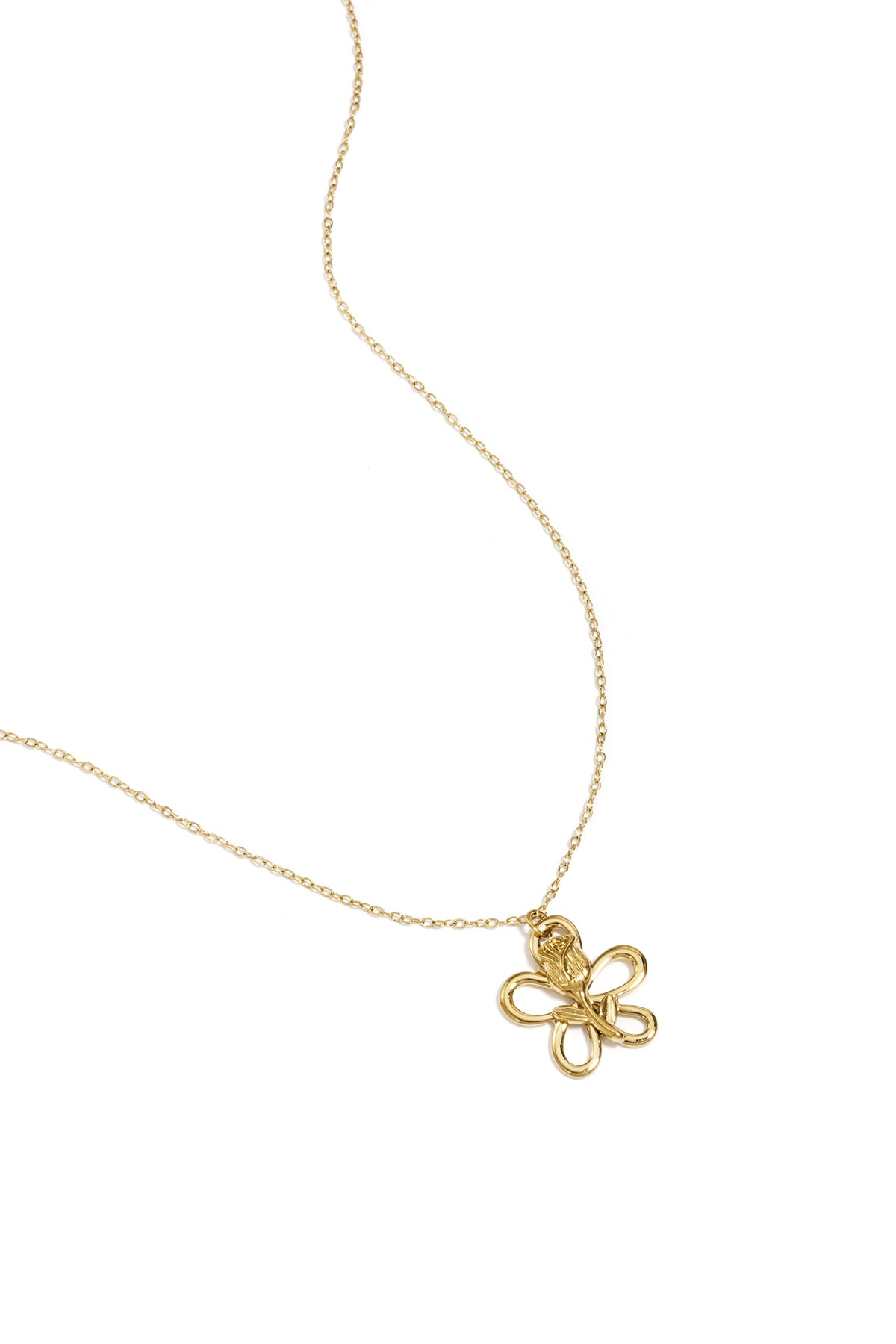 Collana con rosa su pendente a forma di fiore