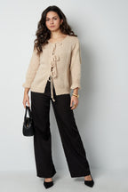 Magliette a Manica Corta Donna in Nylon Oversized con Chiusura a Nastro