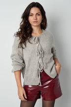 Magliette a Manica Corta Donna in Nylon Oversized con Chiusura a Nastro