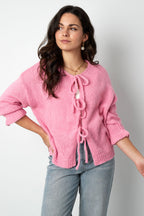 Magliette a Manica Corta Donna in Nylon Oversized con Chiusura a Nastro