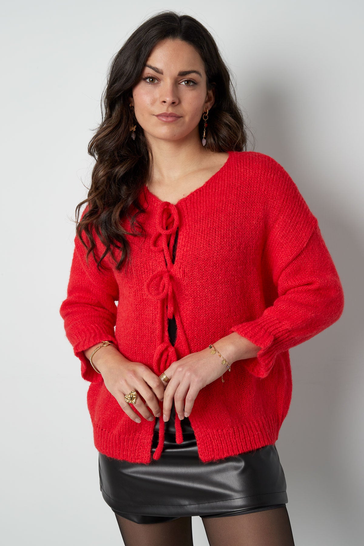 Magliette a Manica Corta Donna in Nylon Oversized con Chiusura a Nastro