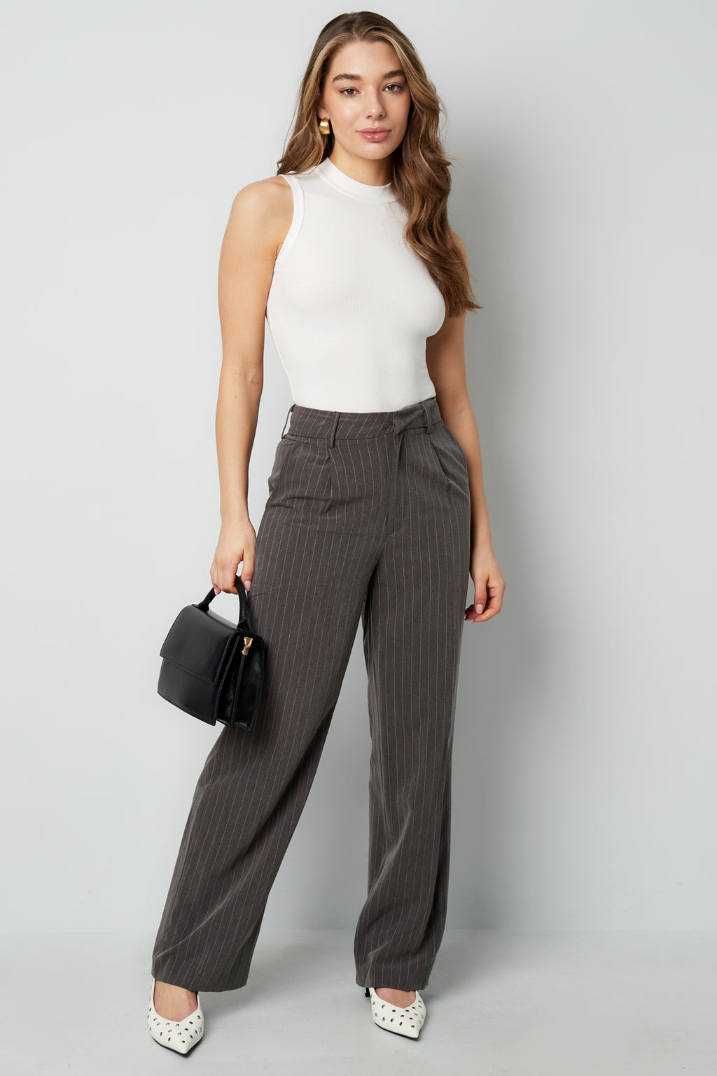 Viscosa Donna Body Senza Maniche Collo Alto Design Minimalista