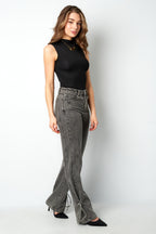 Cotone Tessuto Pantaloni Dritti Donna Stile Casual Dettaglio Nodo
