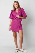 Gonna corta in poliestere da donna Design asimmetrico con sovrapposizione