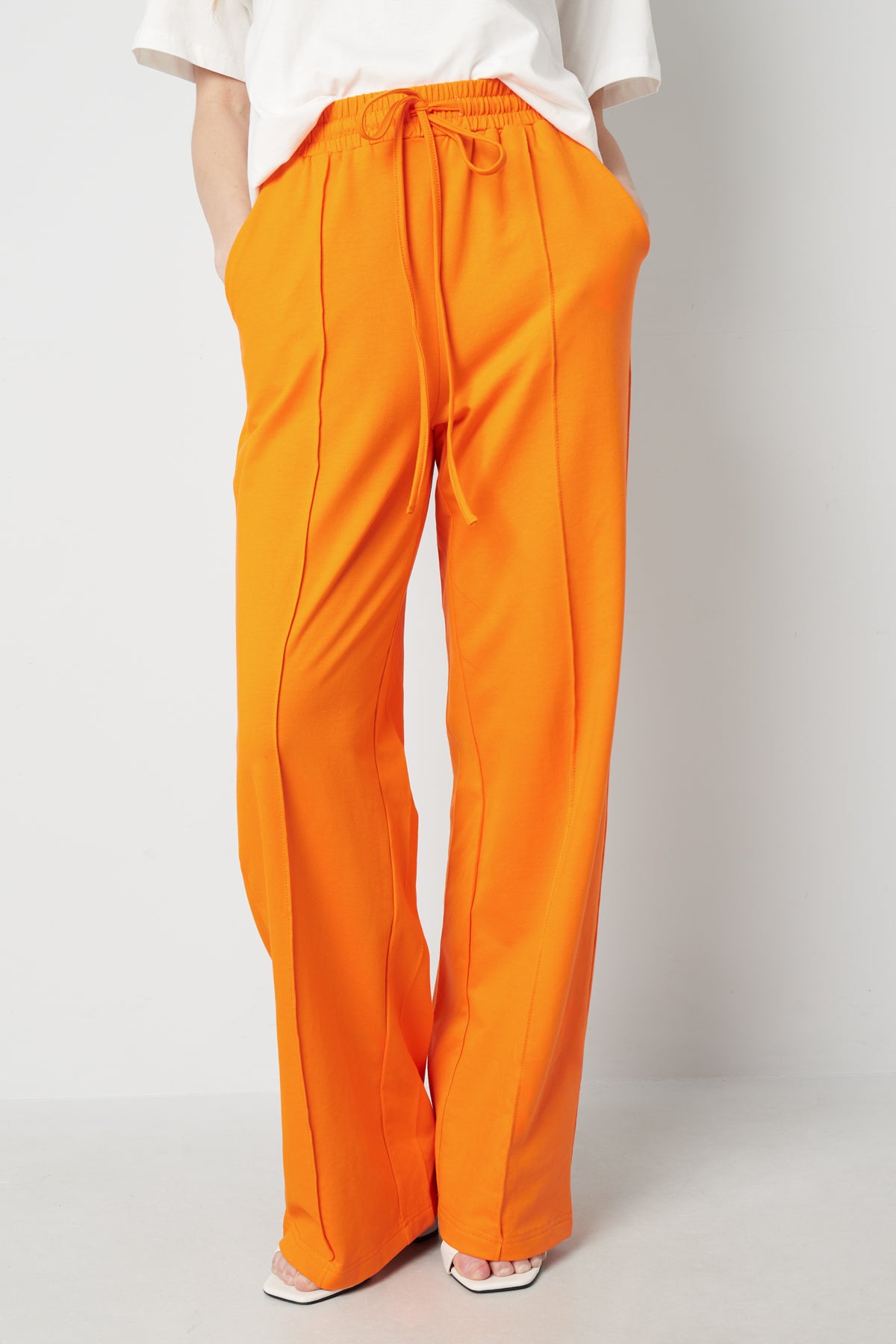 Cotone Pantaloni a gamba larga Donna Vita con cordino comoda