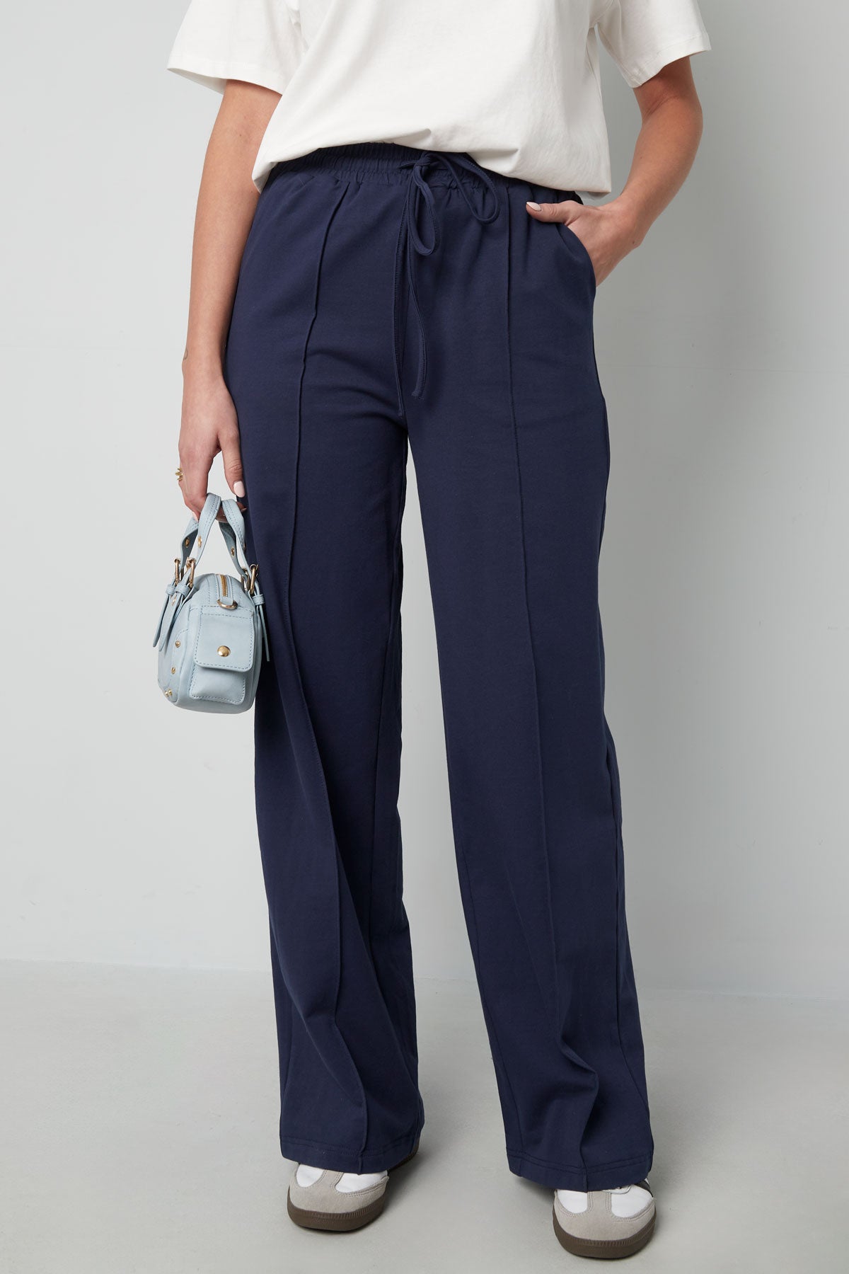 Cotone Pantaloni a gamba larga Donna Vita con cordino comoda