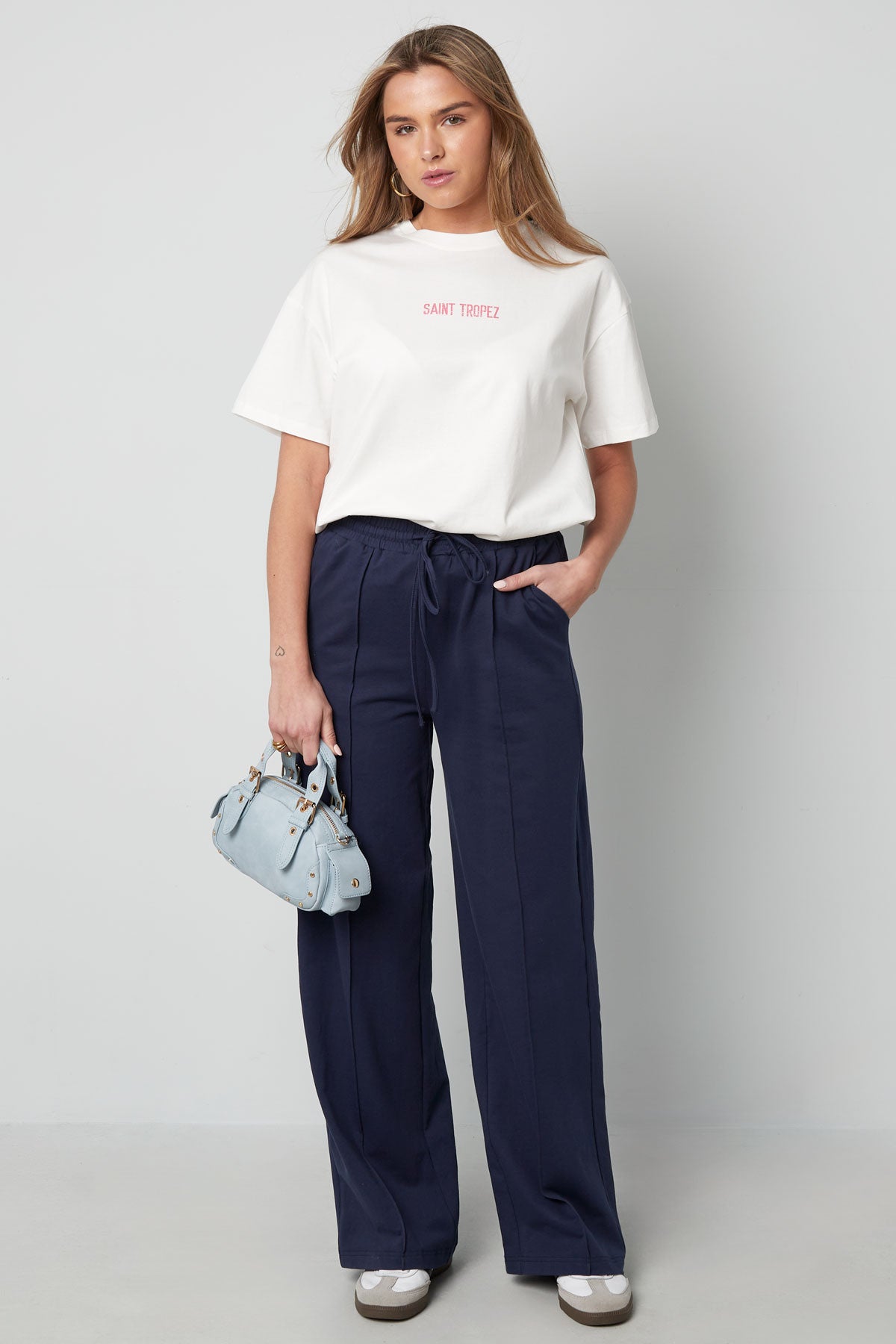 Cotone Pantaloni a gamba larga Donna Vita con cordino comoda
