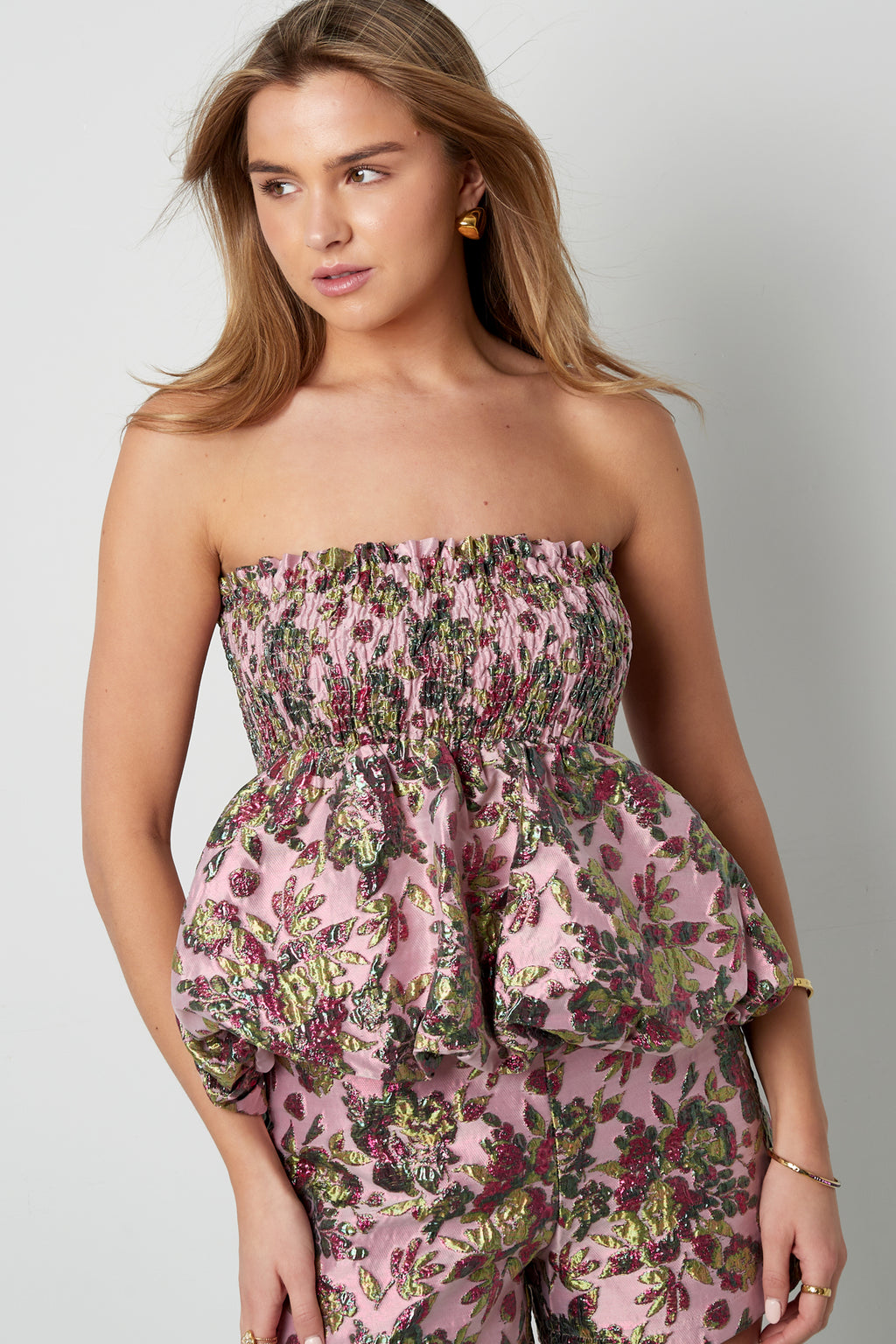 Top Senza Maniche in Miscela di Seta Peplum Primavera/Estate