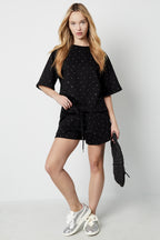 Cotone Donna Shorts Casual Cintura con Cordino