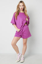 Cotone Donna Shorts Casual Cintura con Cordino