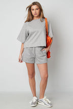Cotone Donna Shorts Casual Cintura con Cordino