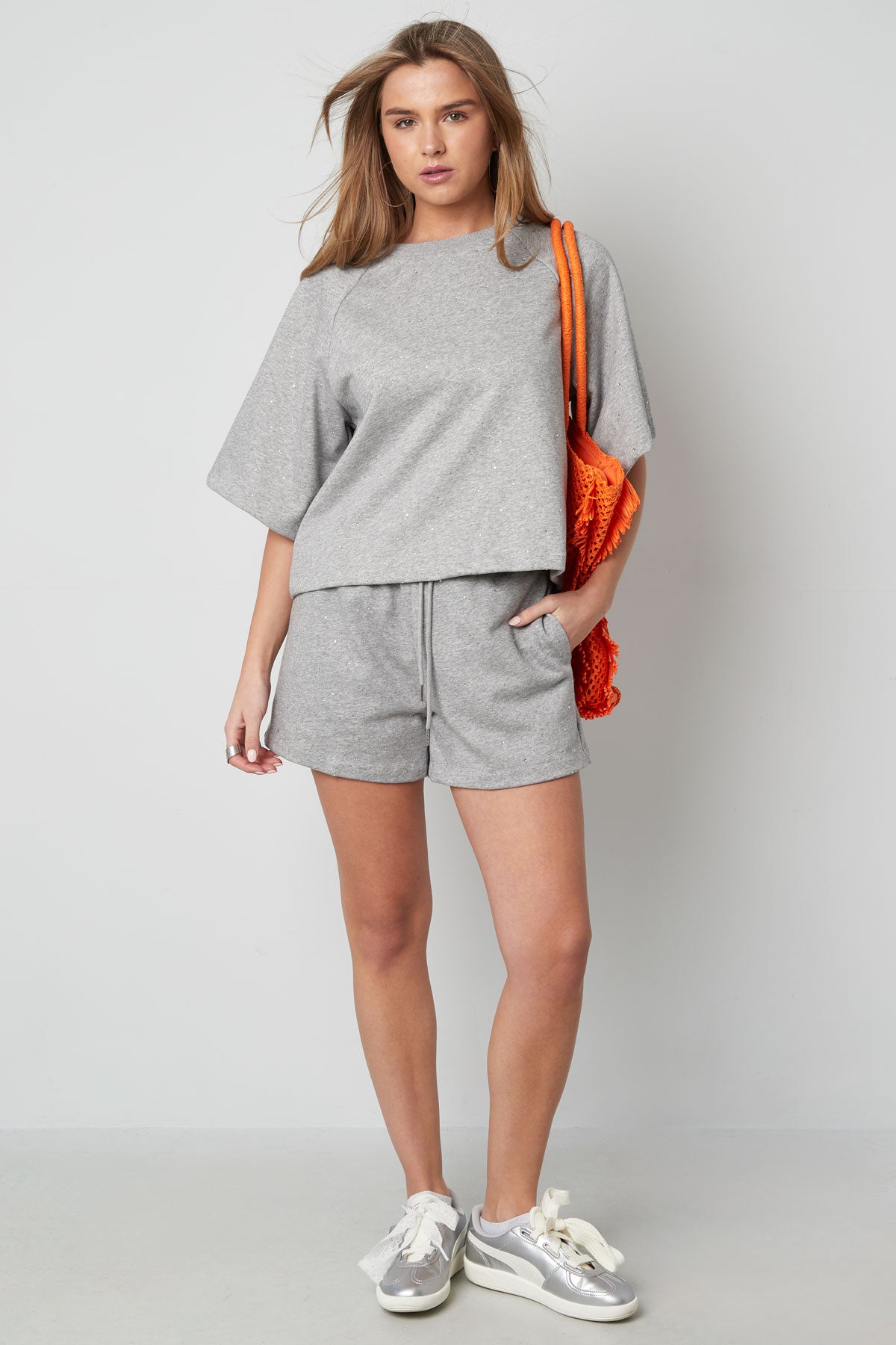Cotone Donna Shorts Casual Cintura con Cordino