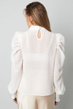 Poliestere Donna Maglia Manica Lunga Puff Sleeve Collo Alto
