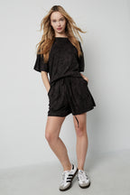 Cotone Shorts Donna Cordino Vita Elastica