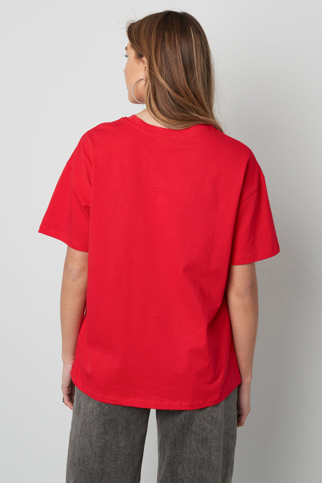 Cotone Maglietta Donna Oversized Stampa OUI
