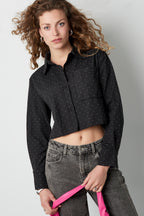 Cotone Donna Camicia Corta Chiusura Classica con Pulsanti