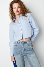 Cotone Donna Camicia Corta Chiusura Classica con Pulsanti
