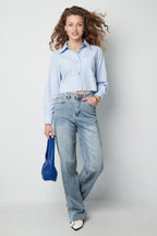 Cotone Donna Camicia Corta Chiusura Classica con Pulsanti