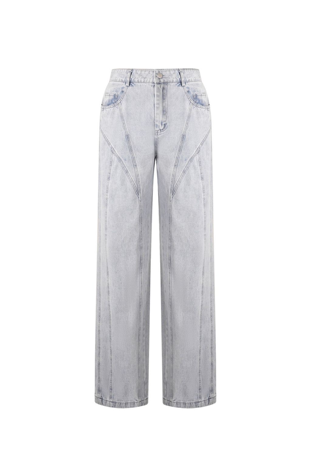 Pantaloni in Cotone Misto Casual Dritto Blu Indaco Chiaro