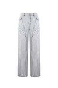 Pantaloni in Cotone Misto Casual Dritto Blu Indaco Chiaro