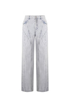 Pantaloni in Cotone Misto Casual Dritto Blu Indaco Chiaro