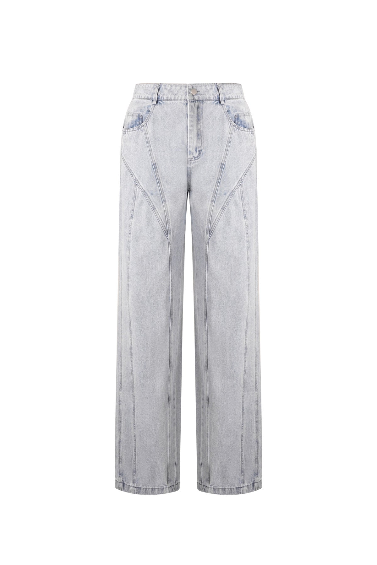 Pantaloni in Cotone Misto Casual Dritto Blu Indaco Chiaro