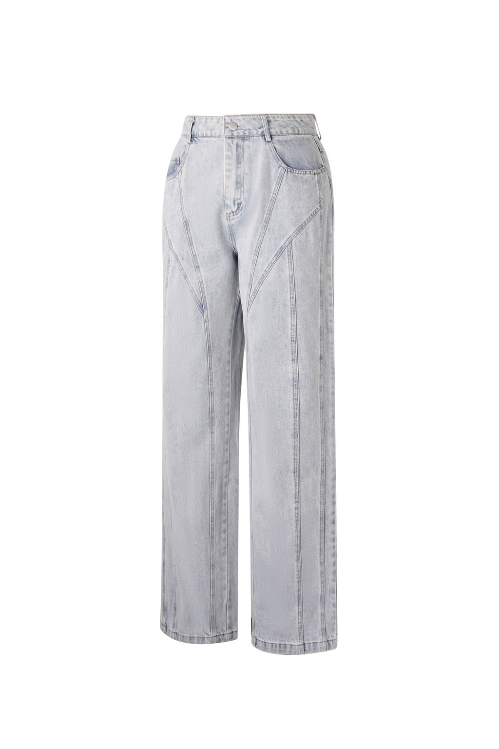 Pantaloni in Cotone Misto Casual Dritto Blu Indaco Chiaro