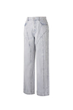 Pantaloni in Cotone Misto Casual Dritto Blu Indaco Chiaro