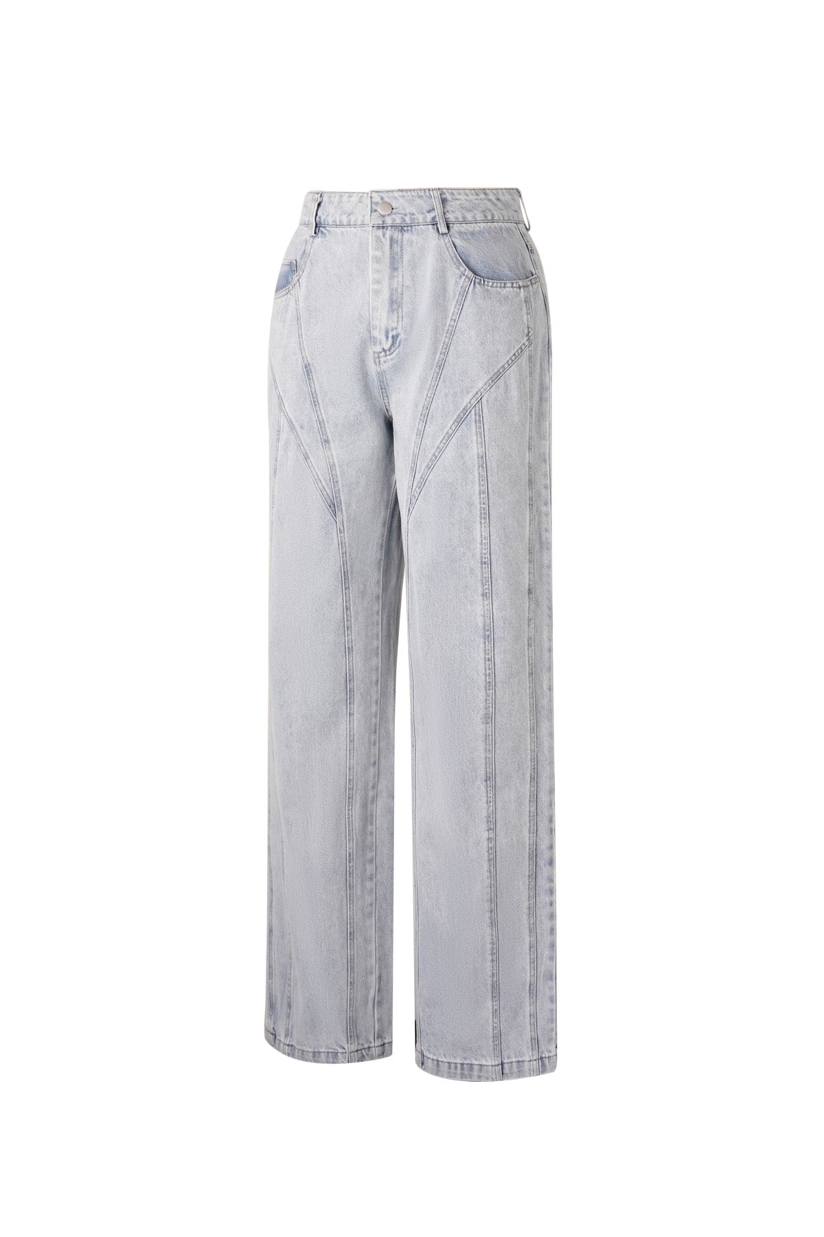 Pantaloni in Cotone Misto Casual Dritto Blu Indaco Chiaro