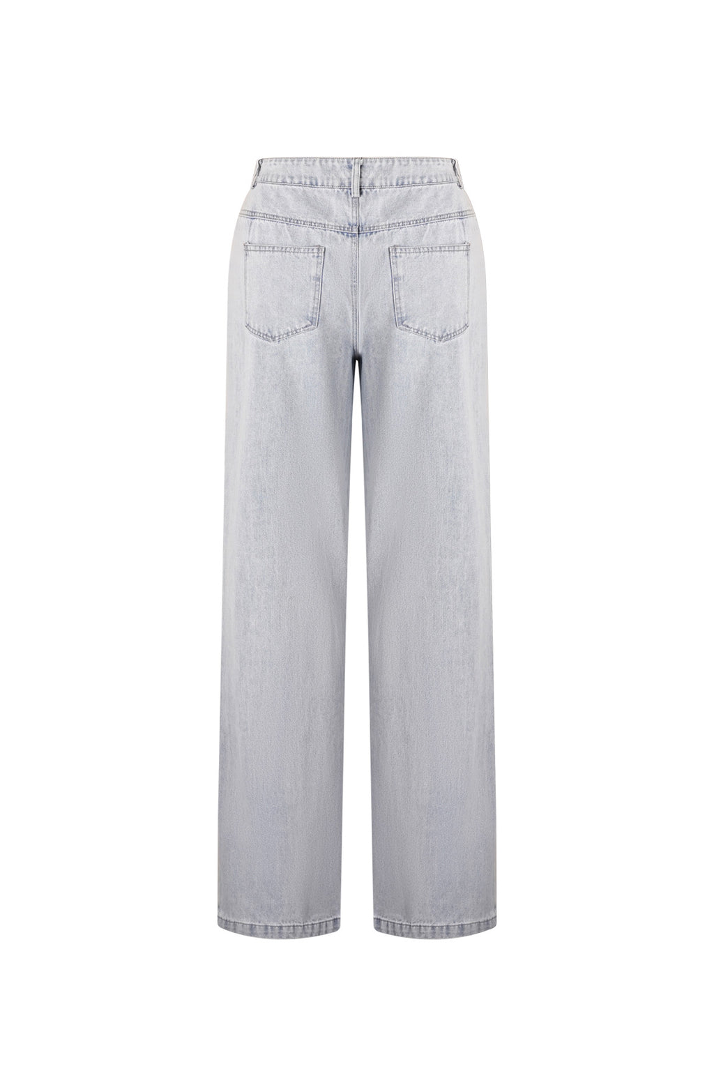 Pantaloni in Cotone Misto Casual Dritto Blu Indaco Chiaro