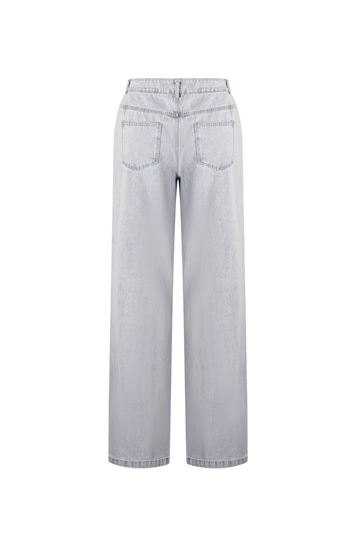 Pantaloni in Cotone Misto Casual Dritto Blu Indaco Chiaro