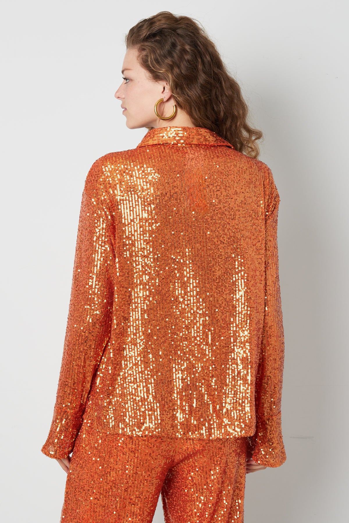 Camicia Donna in Poliestere con Paillettes Brillante Maniche Lunghe