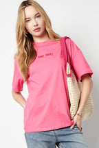 Cotone Maglietta Donna Oversized Stampa Saint Tropez