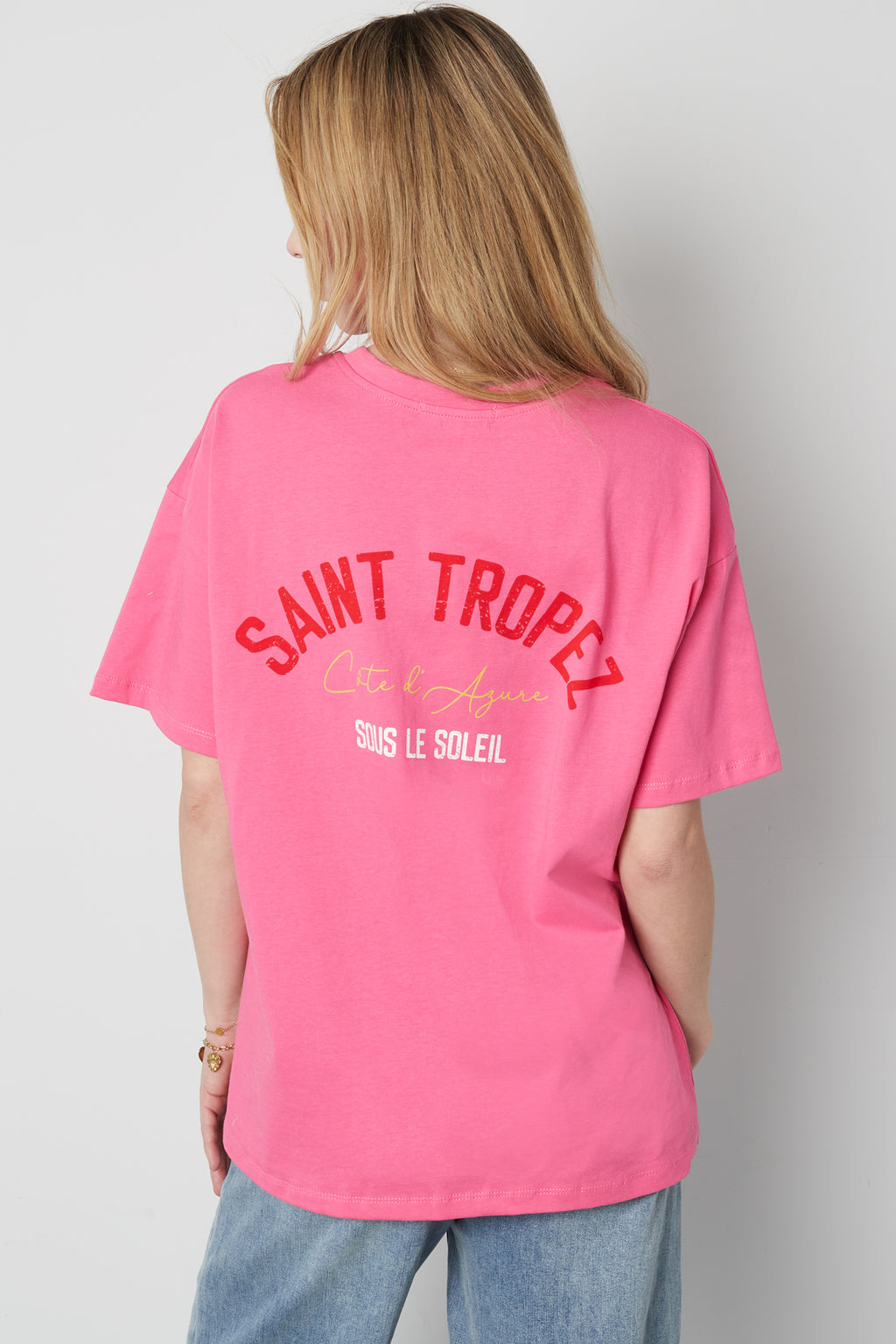 Cotone Maglietta Donna Oversized Stampa Saint Tropez